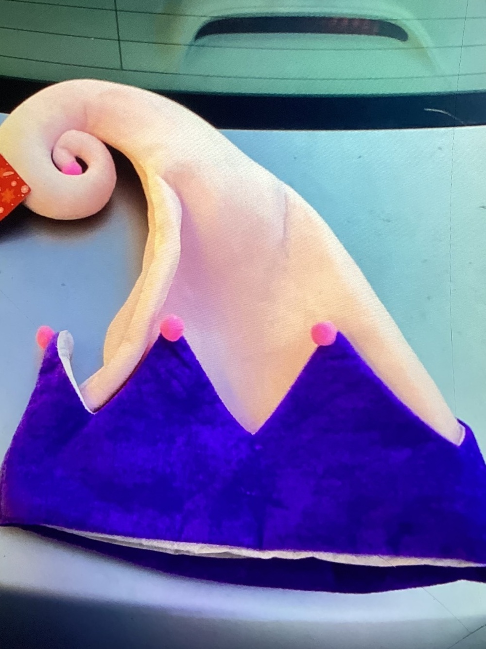 Plush Crown Elf Holiday Hat Purple Pink Jester Costume Hat